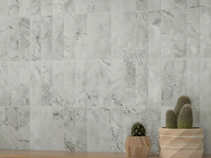 MINIATURE SCULTOREA FOAM GREY - Porcelain stoneware wall tiles with marble effect _ Marca Corona